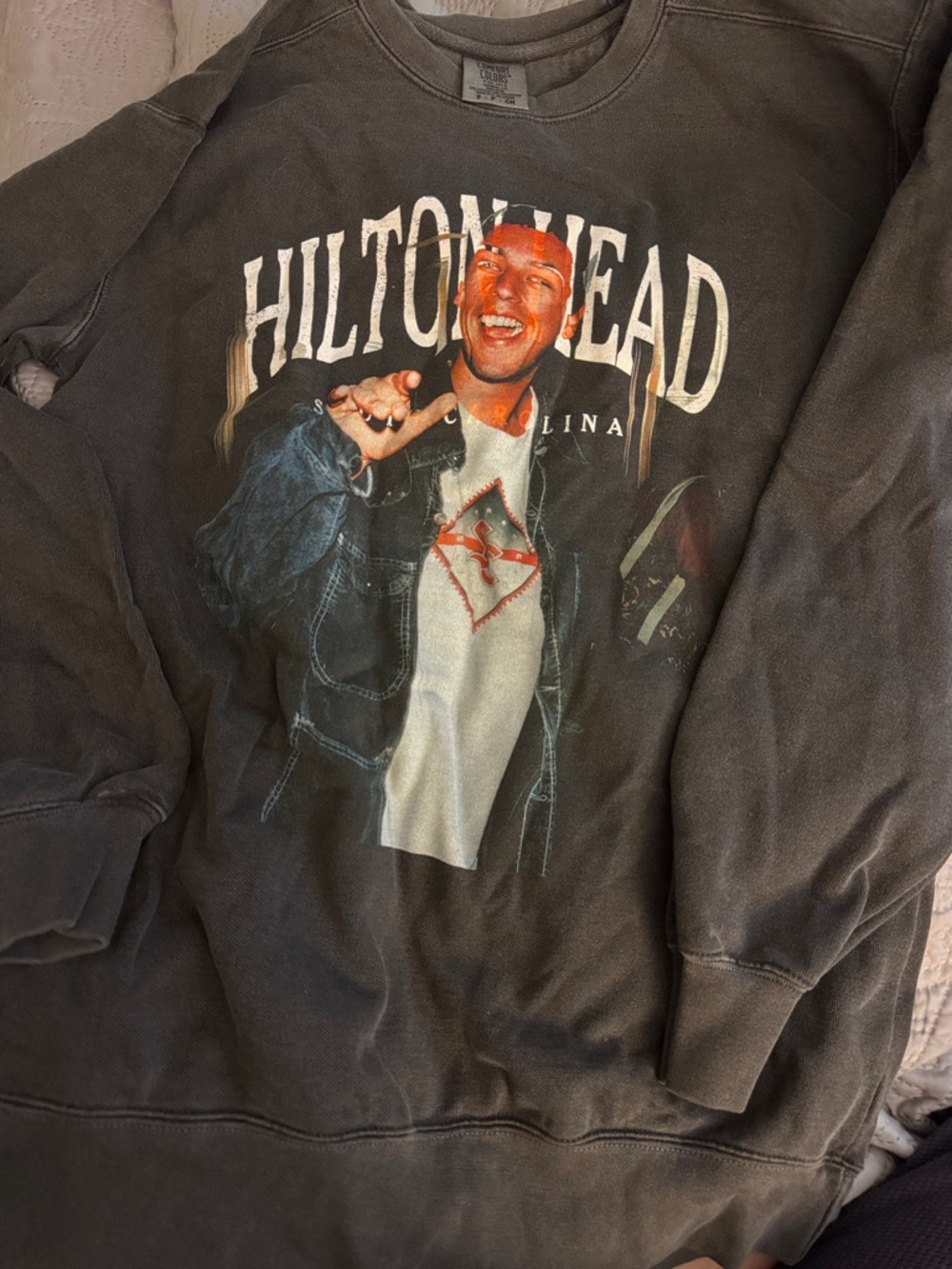 Lina Charcoal Crewneck Sweatshirt with Multicolor Graphic